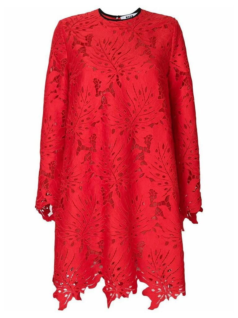 MSGM openwork lace dress - Red