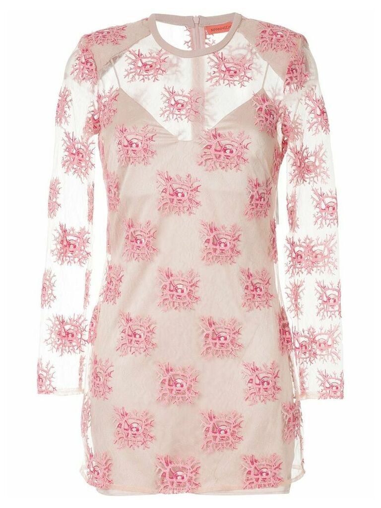 Manning Cartell embroidered sheer mini dress - PINK