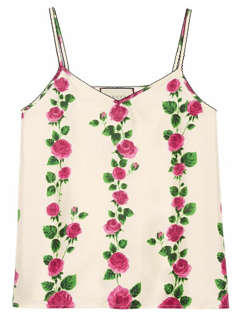 Gucci Rose Garden print tank top - White