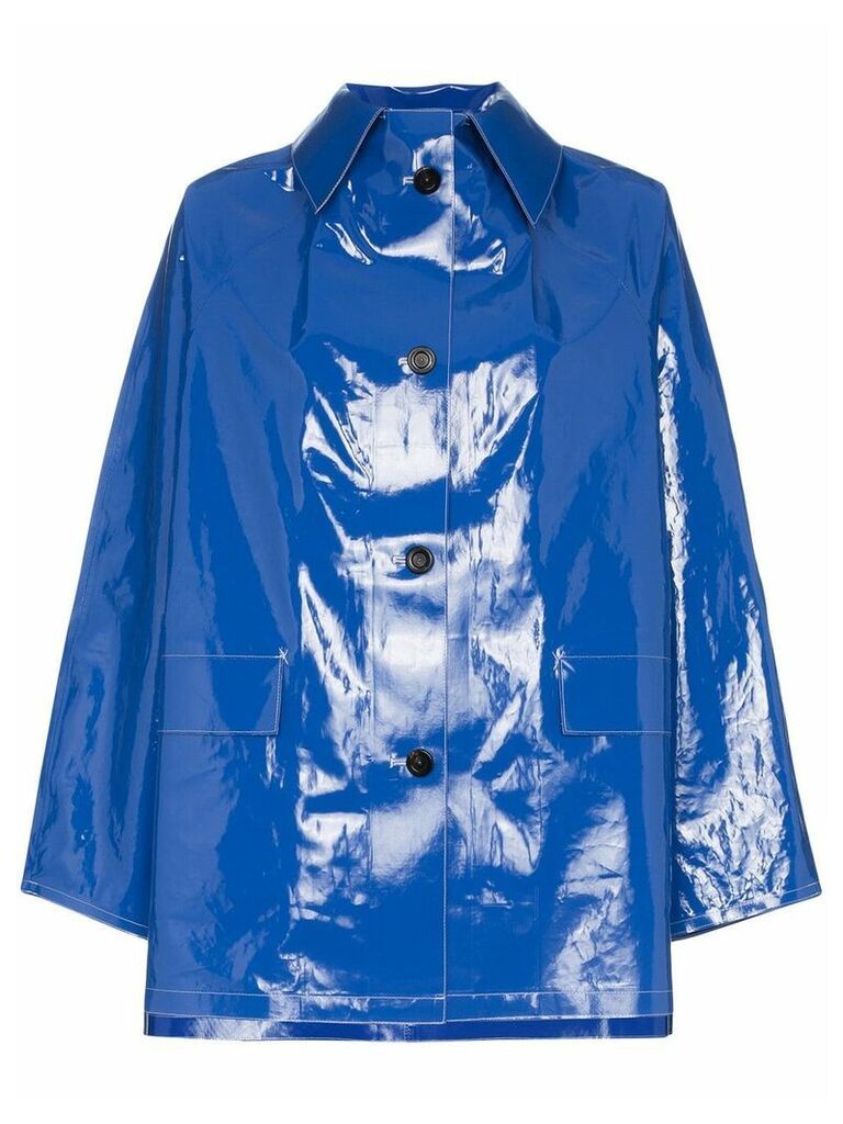 Kassl Editions patent button down raincoat - Blue