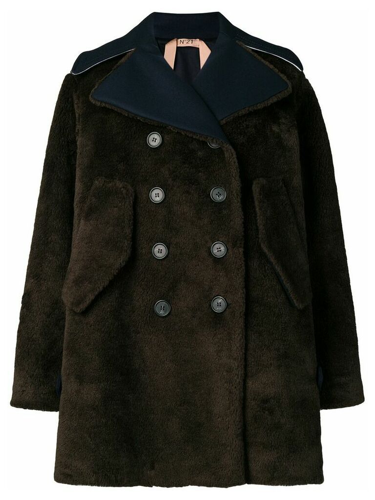 Nº21 shearling double breasted coat - Brown