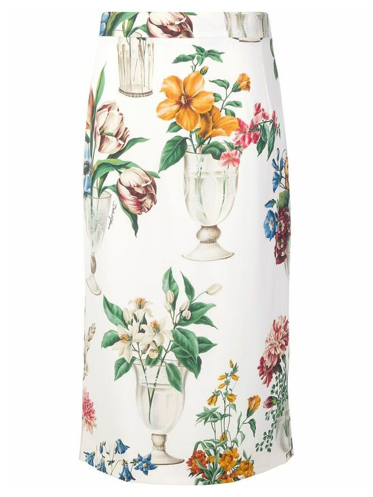 Dolce & Gabbana glasses print straight skirt - White