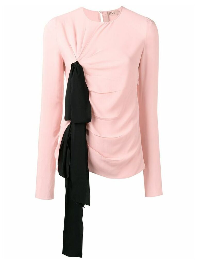 Nº21 bow detail ruched top - PINK