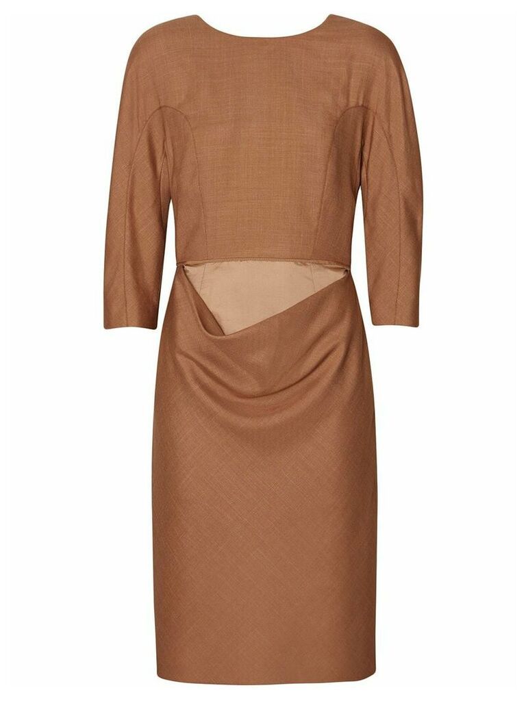 Burberry Double-waist Wool Silk Mohair Linen Shift Dress - Brown