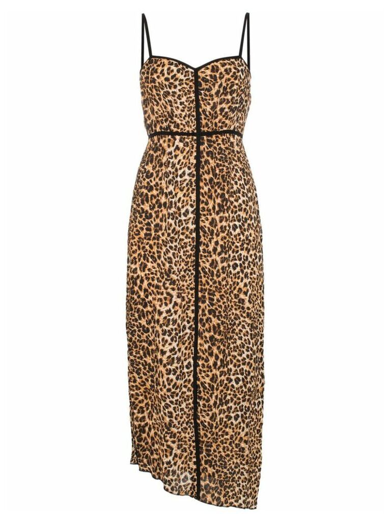 Nanushka leopard-print spaghetti strap midi dress - Brown