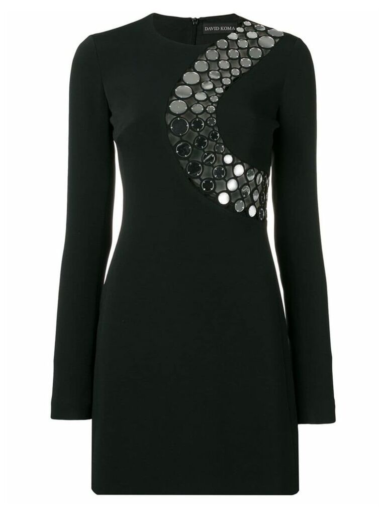 David Koma circles chest embellishment dress - Black