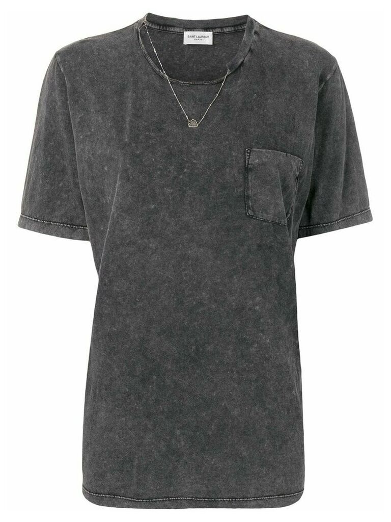 Saint Laurent raw round neckline T-shirt - Grey