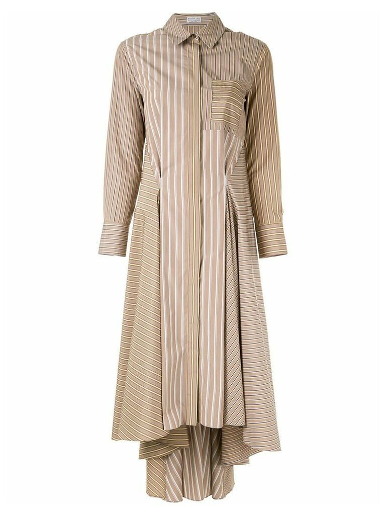 Brunello Cucinelli striped patchwork dress - Brown