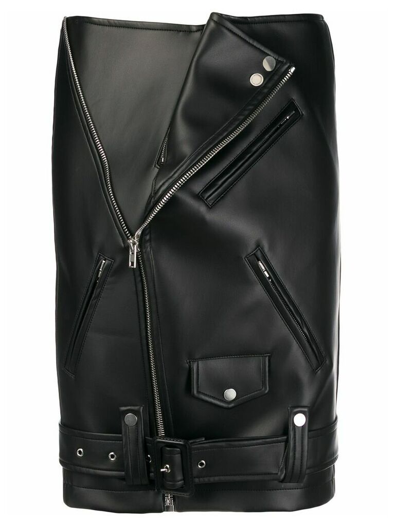 Zilver Biker Skirt in Apple Leather - Black