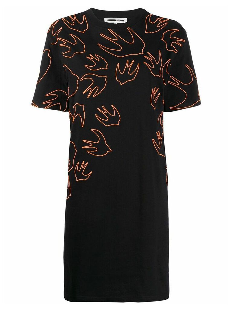 McQ Alexander McQueen Swallow embroidered T-shirt dress - Black