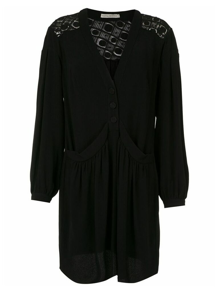 Martha Medeiros long sleeved shirt dress - Black