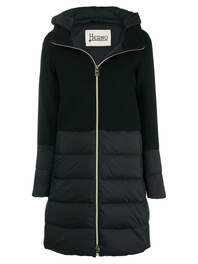Herno hooded zipped coat - Black