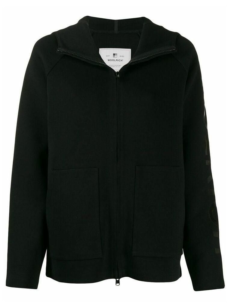 Woolrich logo zip-up hoodie - Black