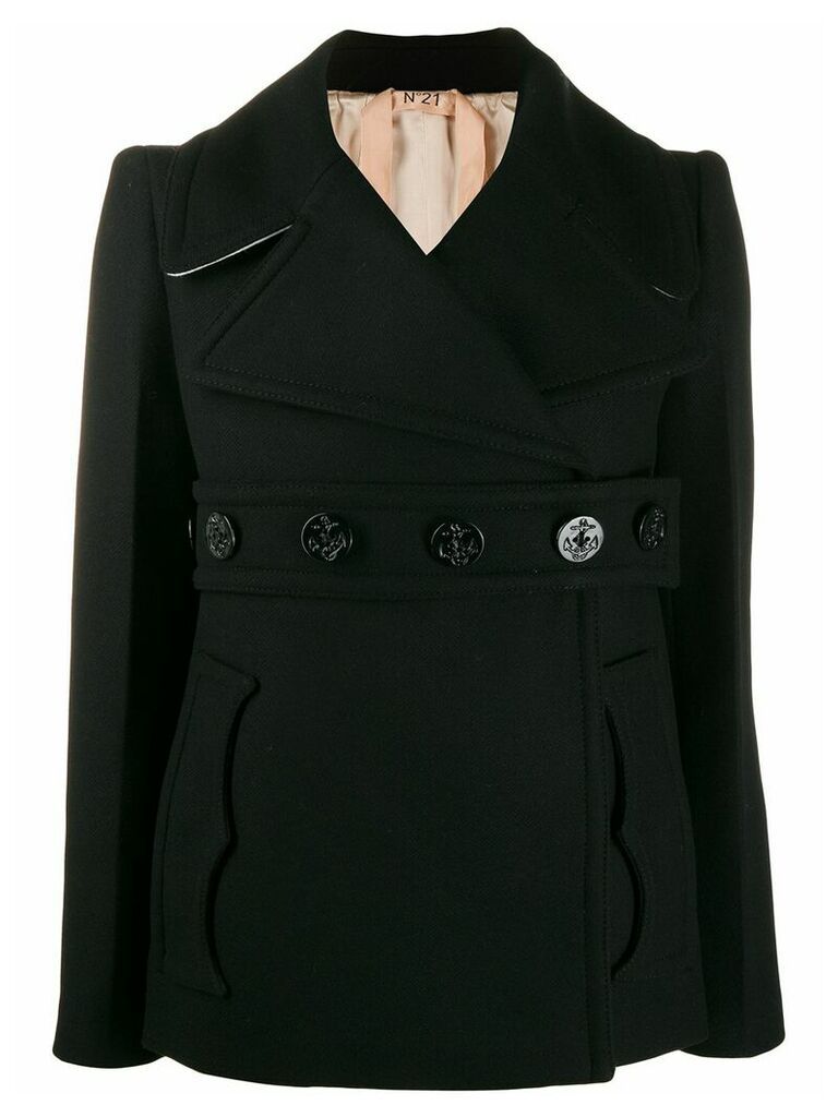 Nº21 belted double-breasted coat - Black