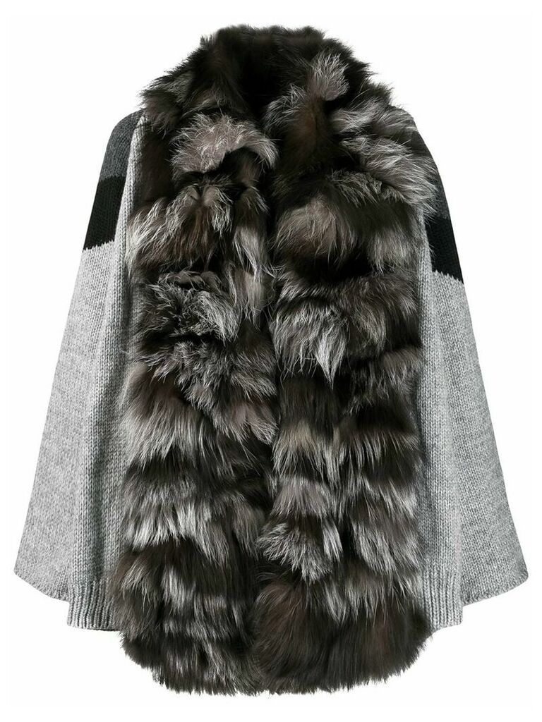 S.W.O.R.D 6.6.44 fur trim cardi-coat - Grey