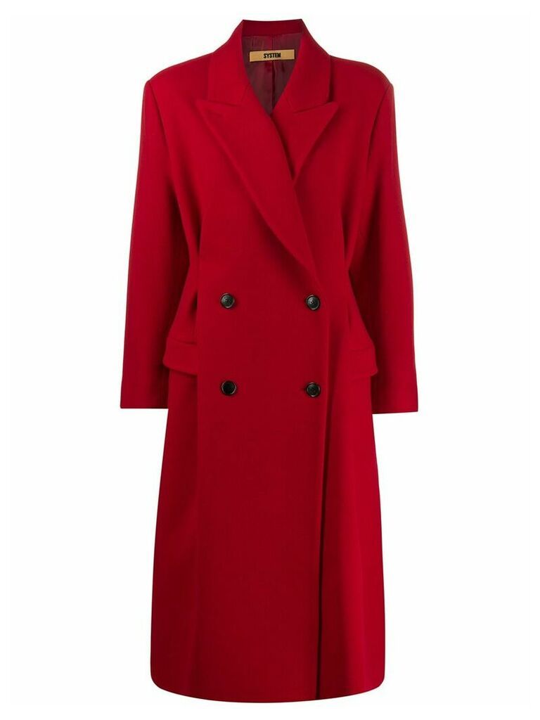 System oversized double-breasted coat - Red