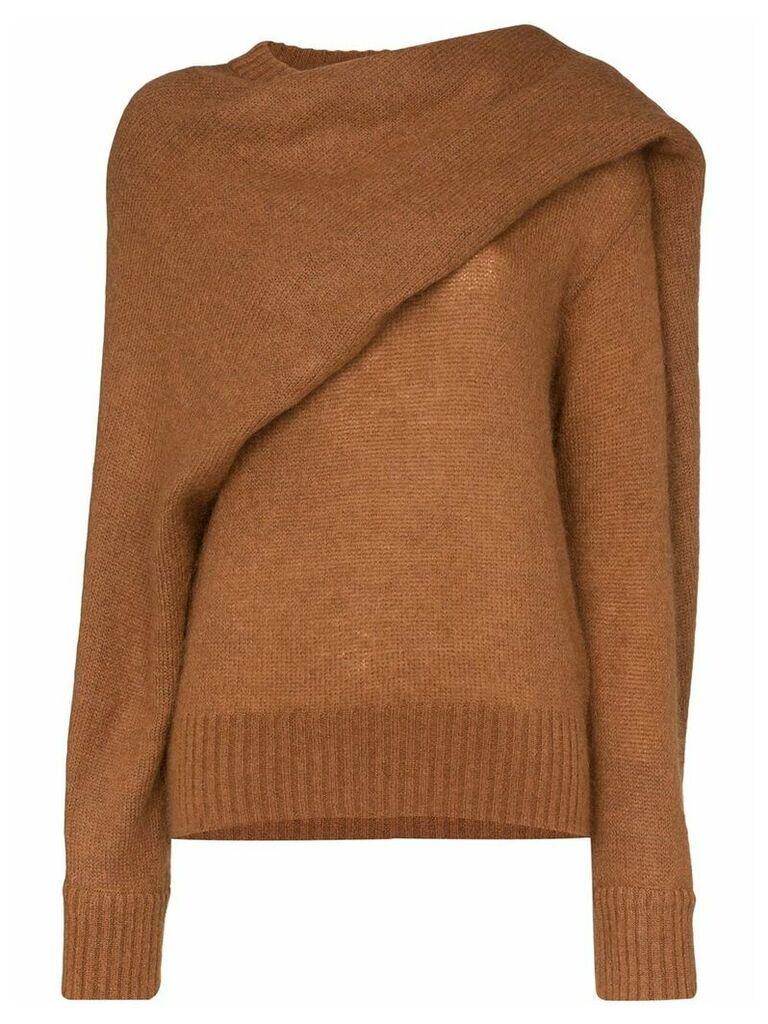 Rejina Pyo knitted wrap-style scarf jumper - Brown