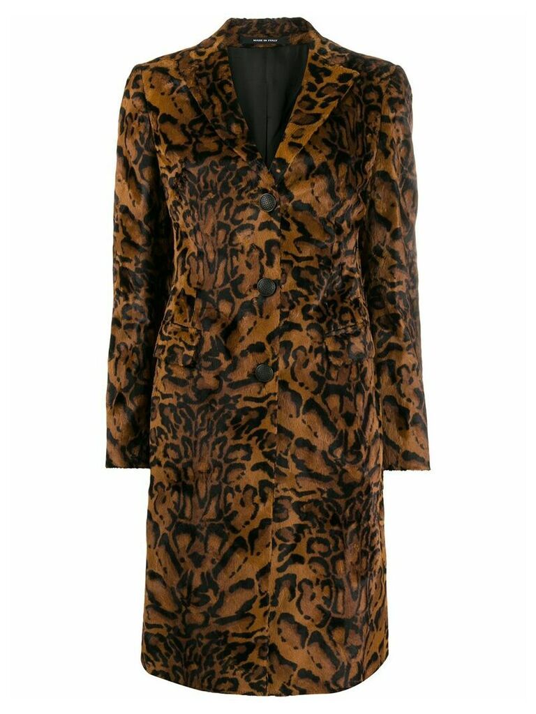 Tagliatore leopard print coat - Brown