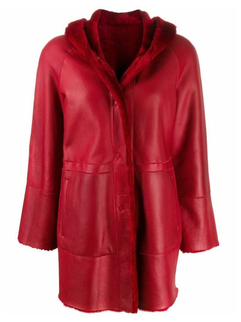 Drome single breasted leather coat - Red