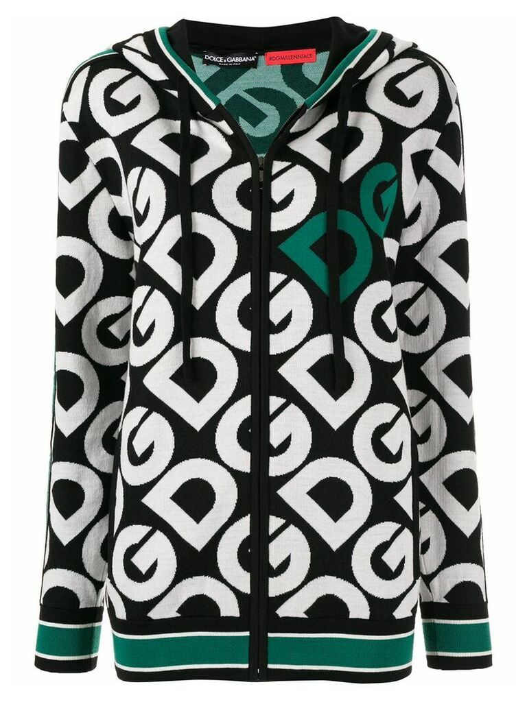 Dolce & Gabbana logo knitted zip-up hoodie - Green