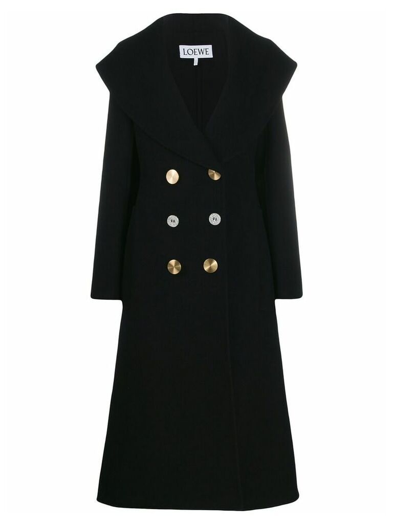 Loewe contrasting buttons double-breasted coat - Black
