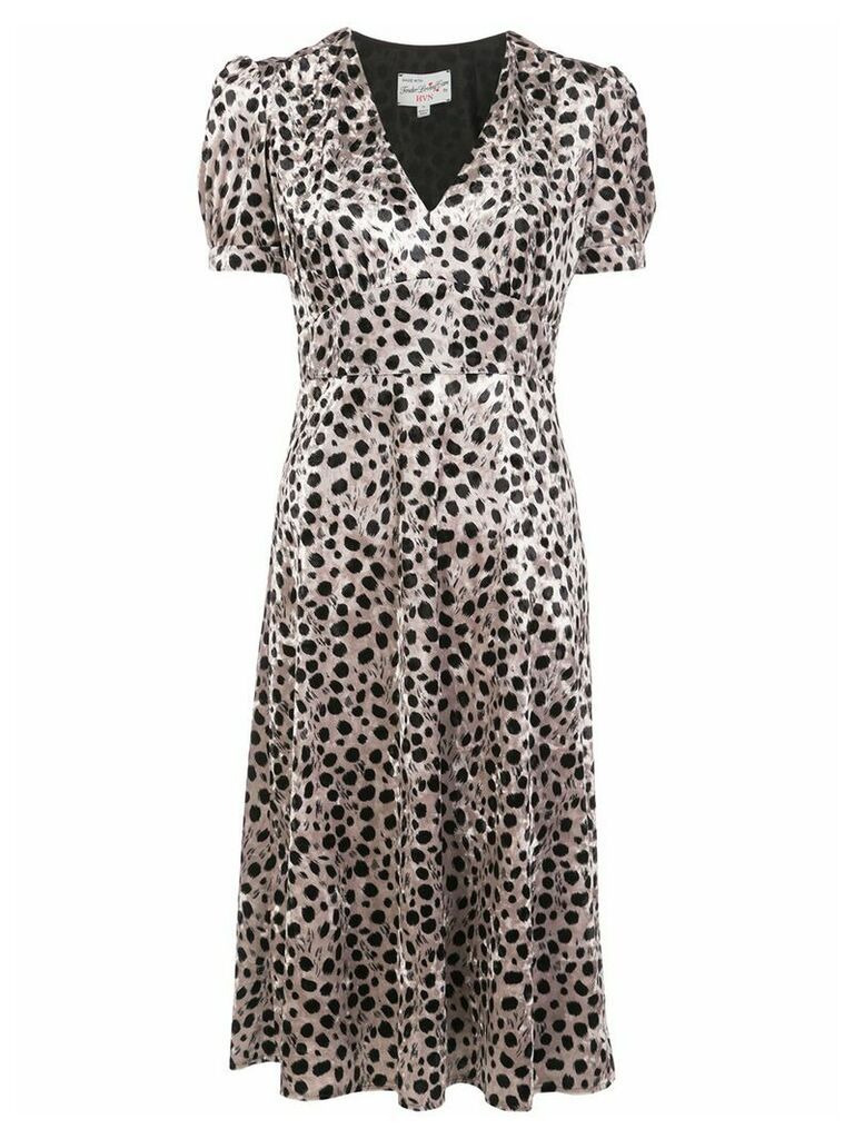 HVN Paula velvet leopard-print dress - SILVER
