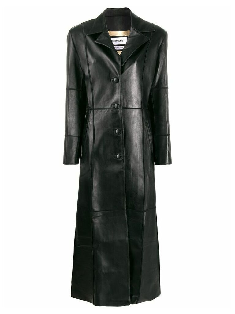 Situationist panelled single-breasted coat - Black