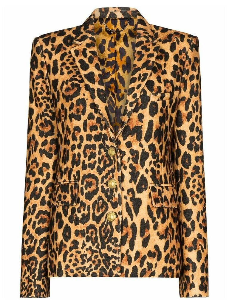Paco Rabanne tailored leopard print blazer - Brown