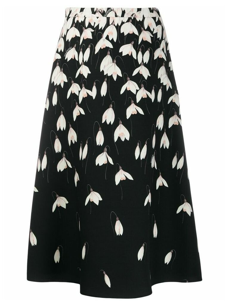 Valentino snowdrop print crêpe couture skirt - Black