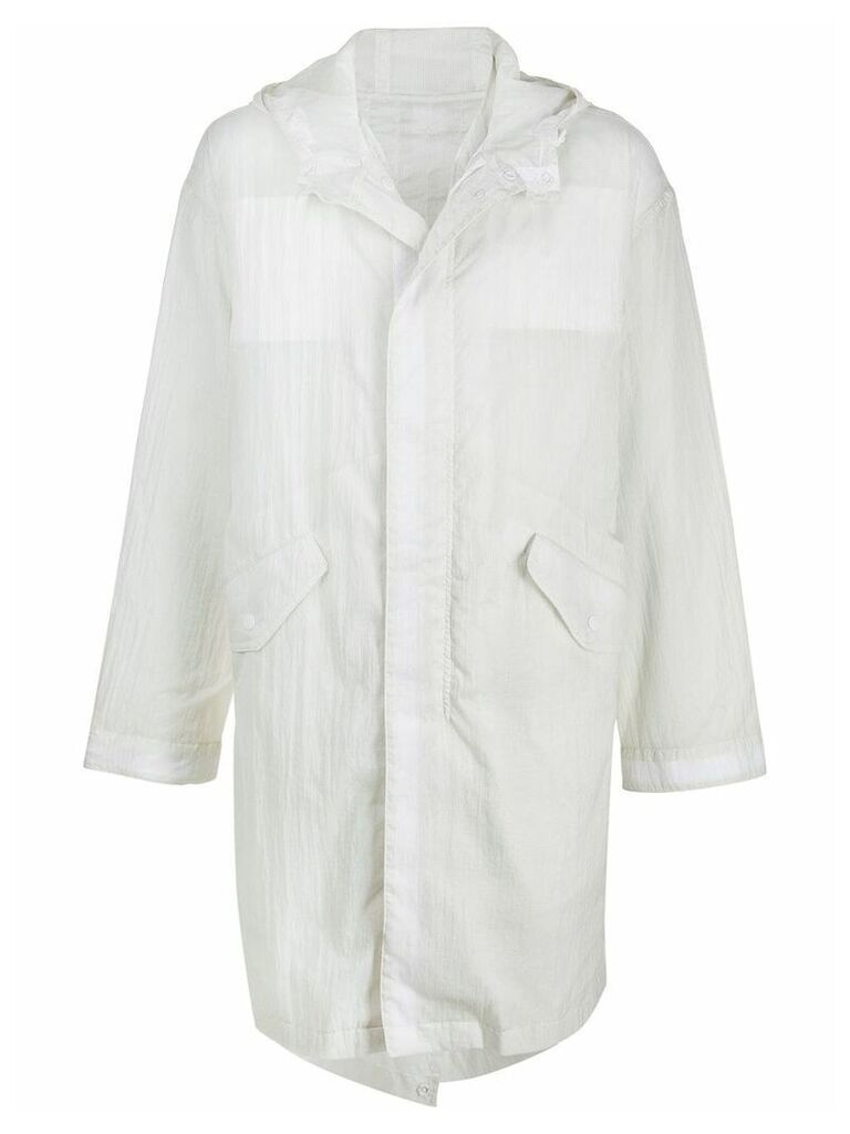 Helmut Lang Parachute sheer parka coat - White