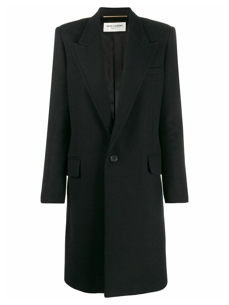 Saint Laurent peaked collar single-breasted coat - Black