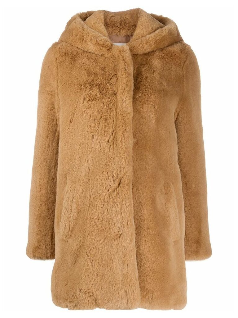 Sandro Paris Honey faux fur coat - NEUTRALS