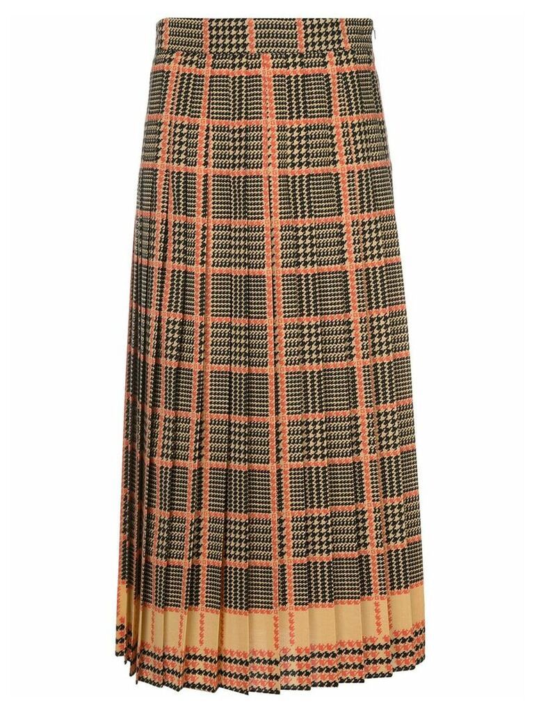 Gucci check print pleated skirt - Brown