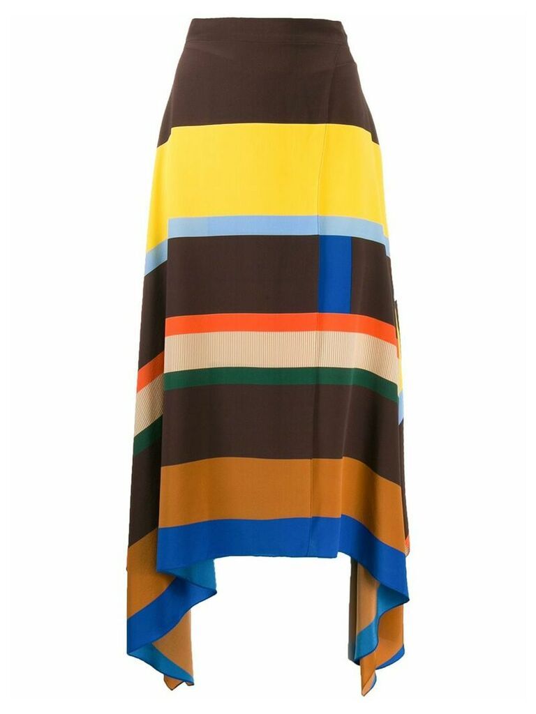Chinti and Parker striped asymmetric skirt - Brown