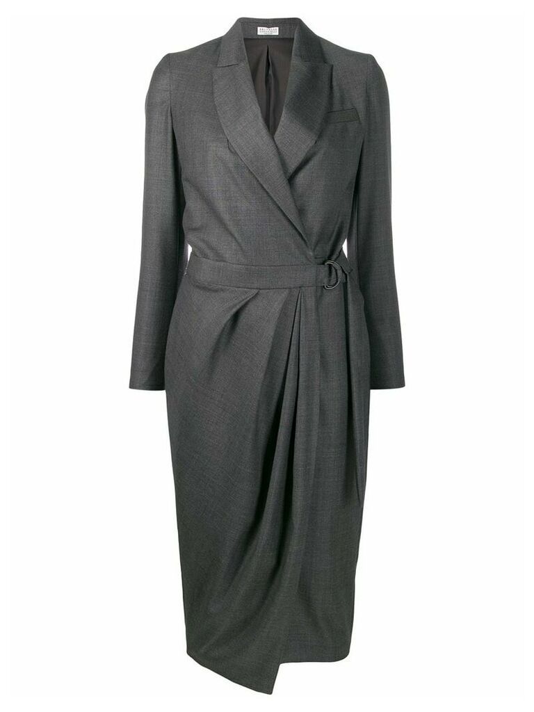 Brunello Cucinelli belted wrap dress - Grey