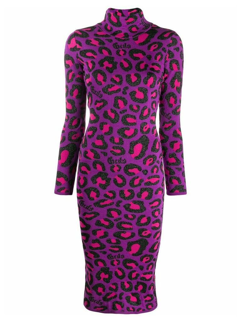 Gcds leopard print midi dress - PURPLE