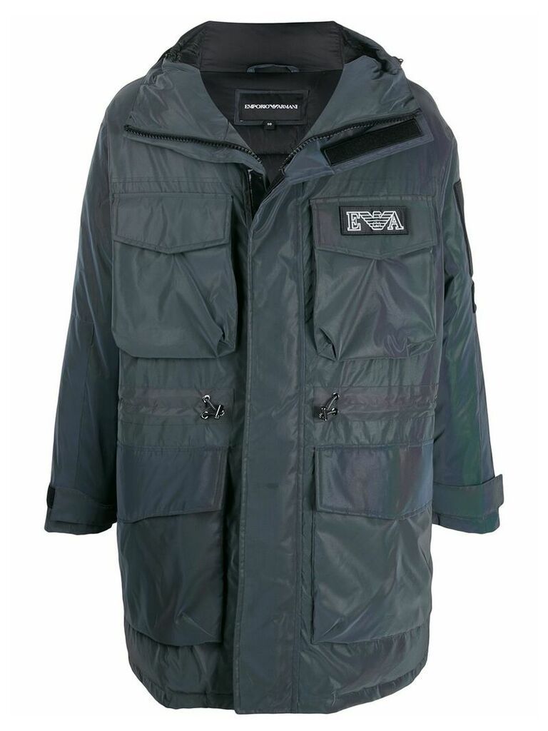 Emporio Armani oversized multi-pocket padded coat - Grey