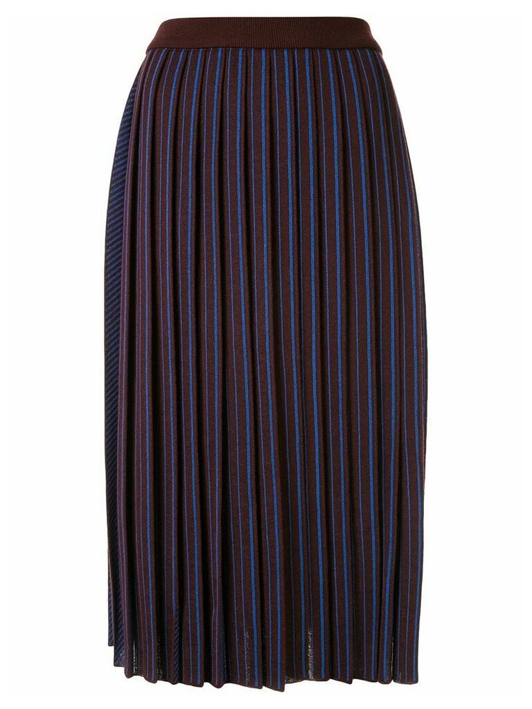 AKIRA NAKA striped pattern knitted skirt - Brown