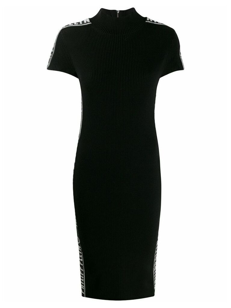 Philipp Plein rhinestone logo knit dress - Black