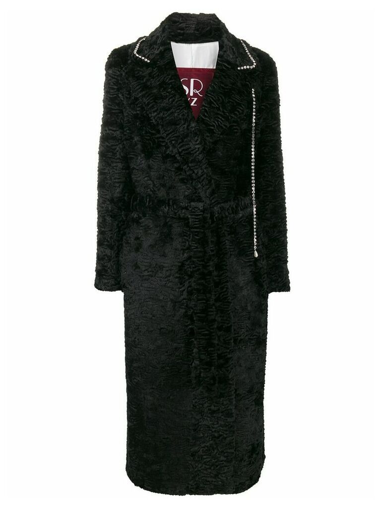 srvz club Donna faux-fur crystal coat - Black
