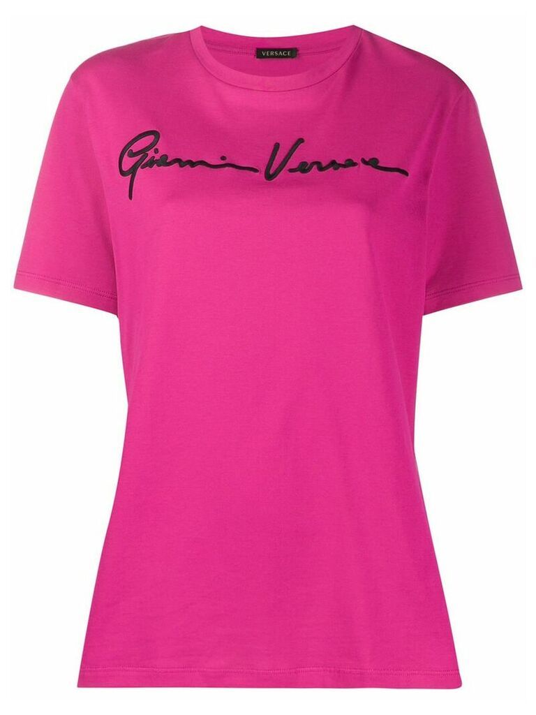 Versace logo embroidered T-shirt - PINK