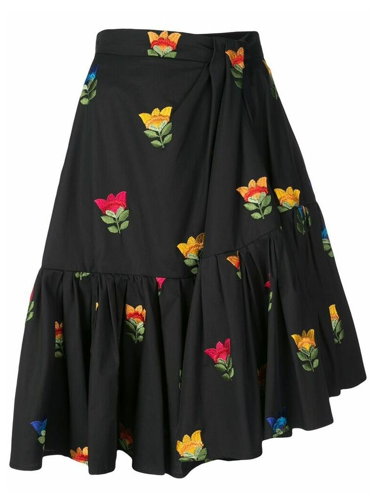 Carolina Herrera floral embroidered gathered skirt - Black