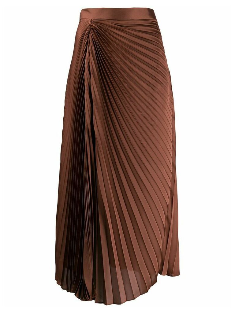 Brunello Cucinelli pleated satin skirt - Brown