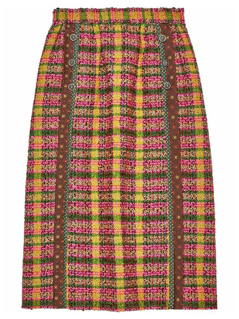 Gucci check print tweed skirt - Yellow