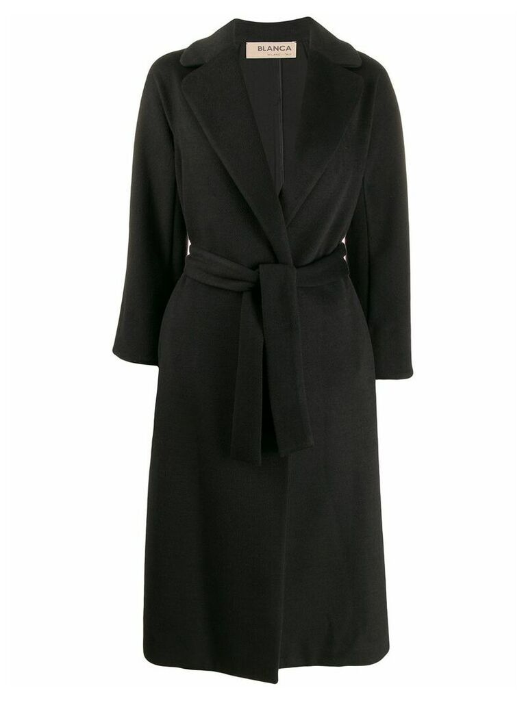 Blanca Vita notch lapel belted coat - Black