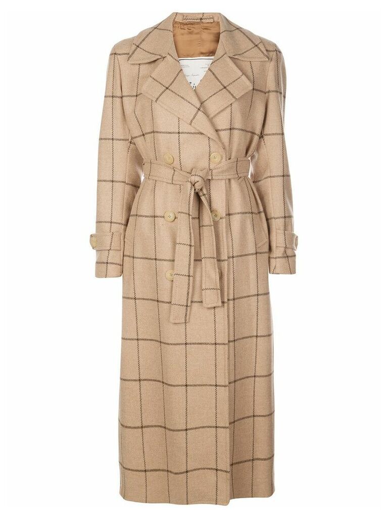 Giuliva Heritage Collection Window Pane check trench coat - NEUTRALS