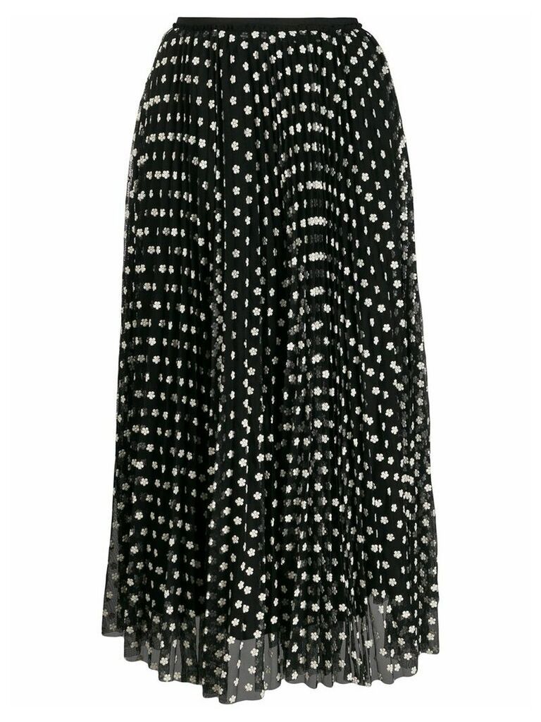 RedValentino embroidered floral tulle skirt - Black
