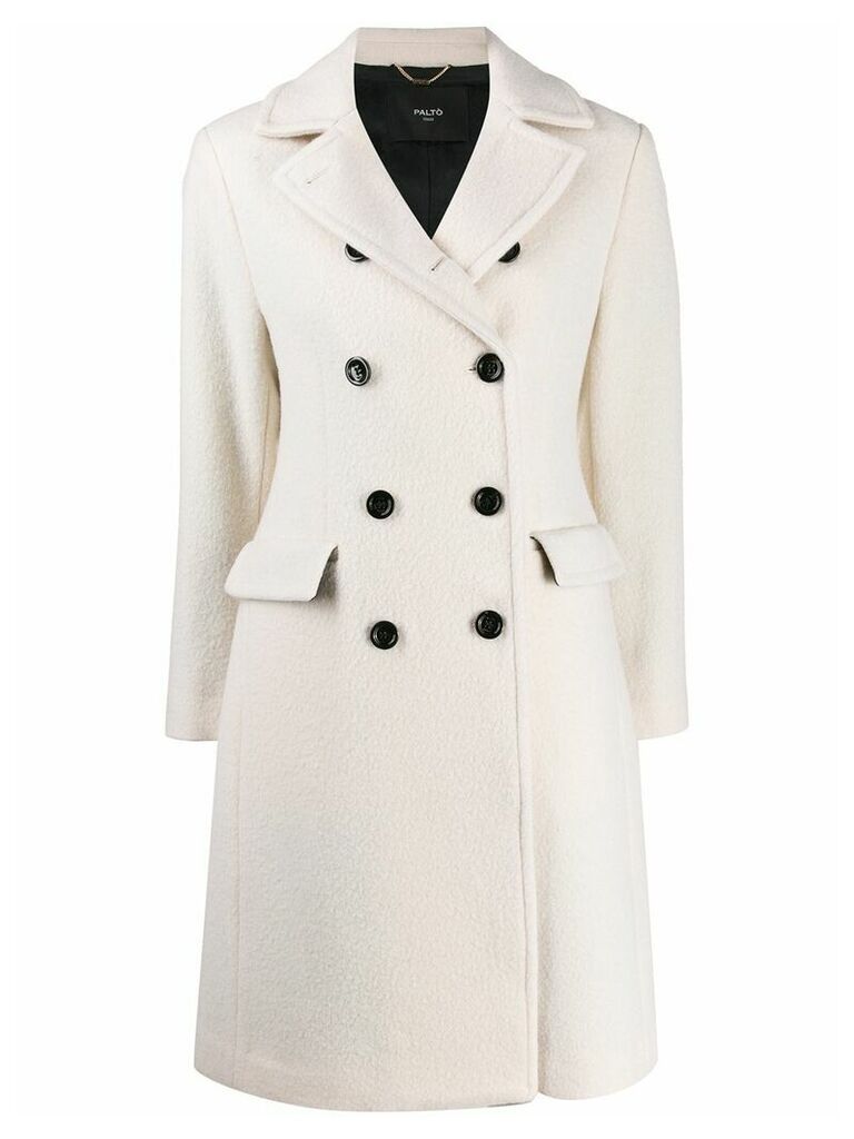 Paltò colour block double breasted coat - White