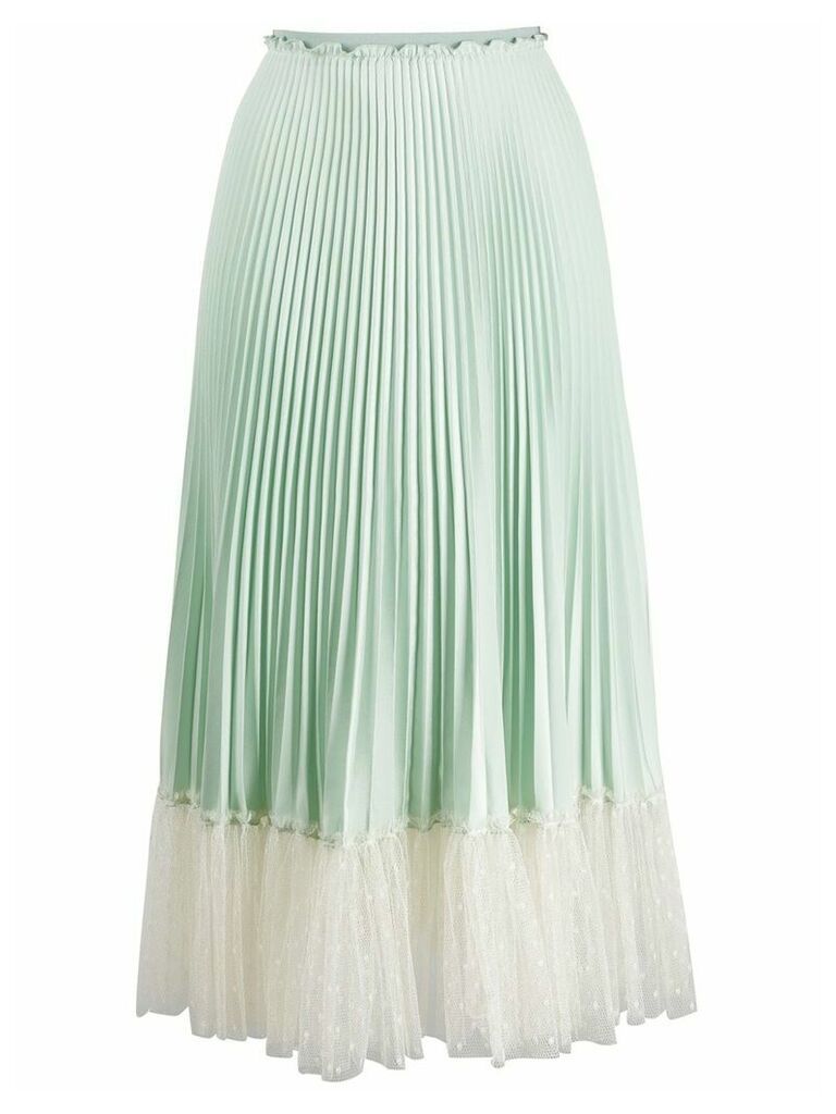 RedValentino tulle detail pleated skirt - Green