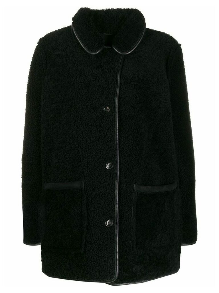 YMC midi shearling coat - Black